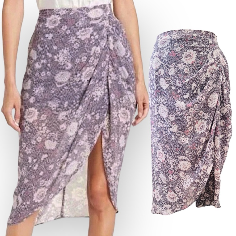 NWT DREW by Anthropologie Floral Skirt With Ruched Detail Size Medium